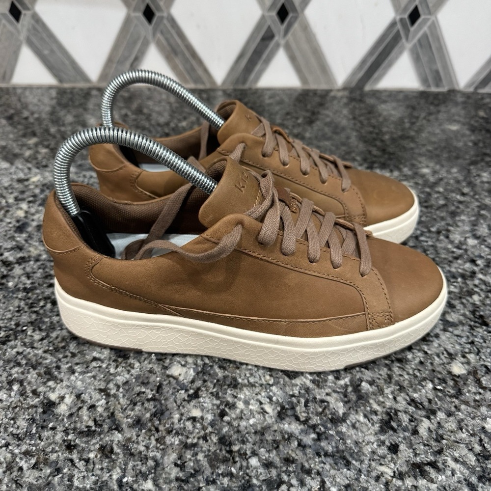 Kizik Vegas Shoes Womens Size 7 Wide Brown Leather Hands Free Comfort Sneakers